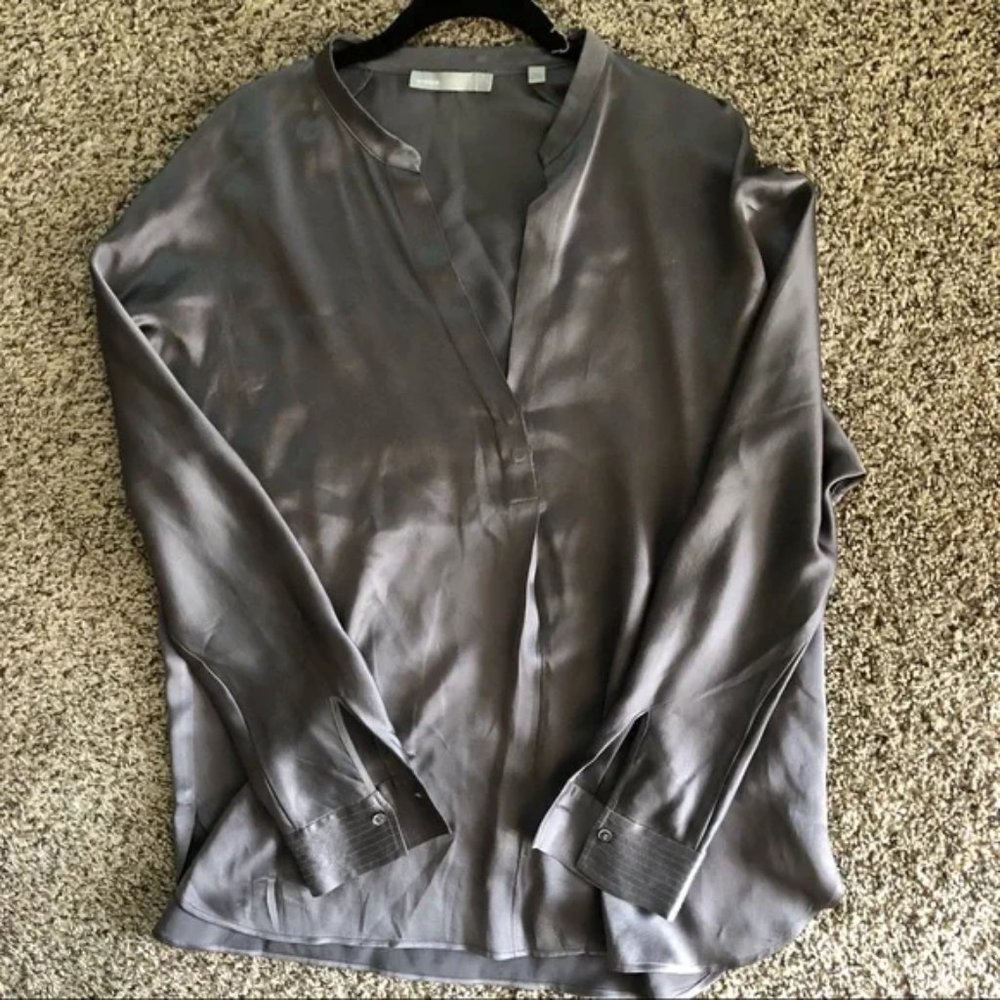 Vince Silk Split Collar Tunic Medium - image 7